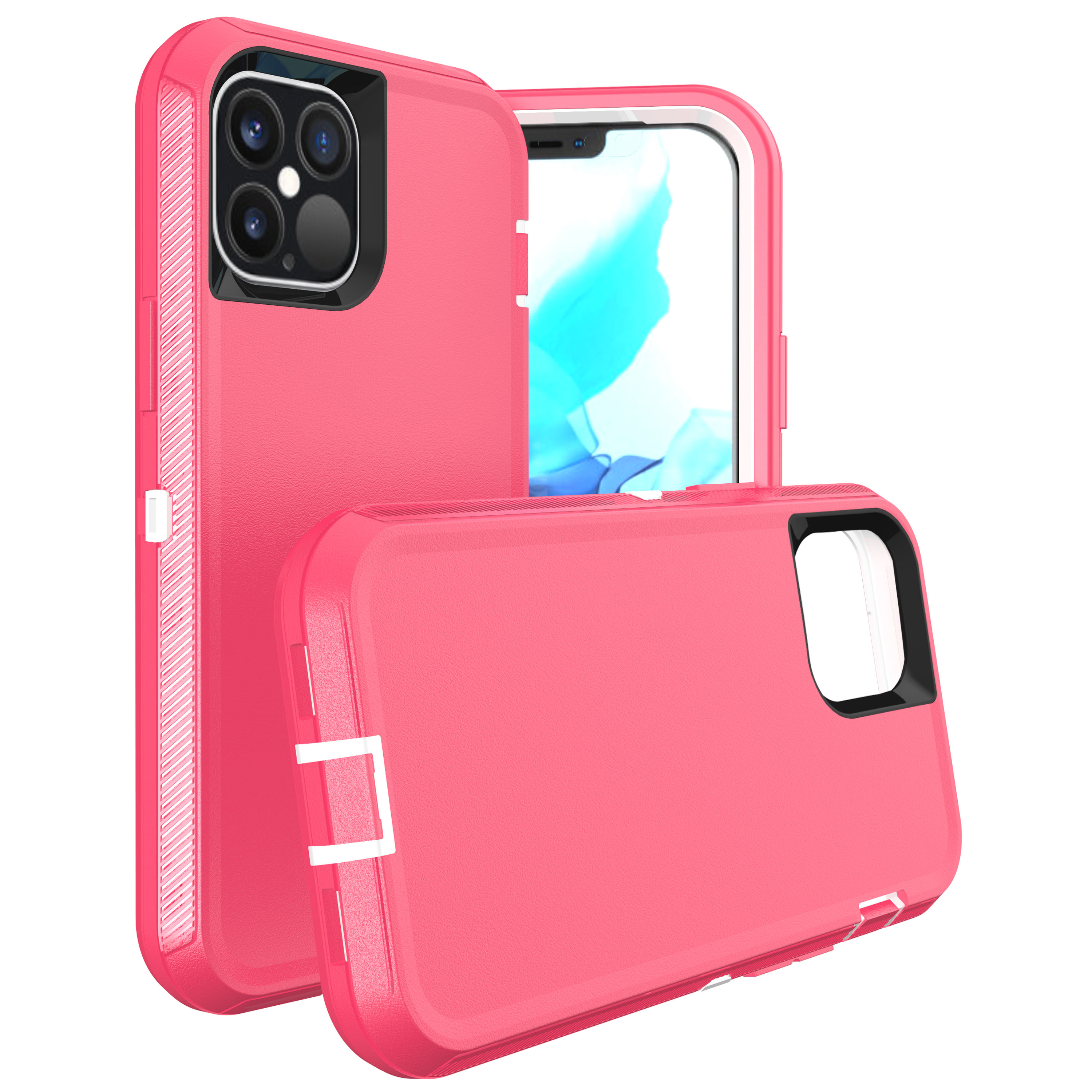Armor Robot Case for iPHONE 12 Mini 5.4 (Hot Pink - White)
